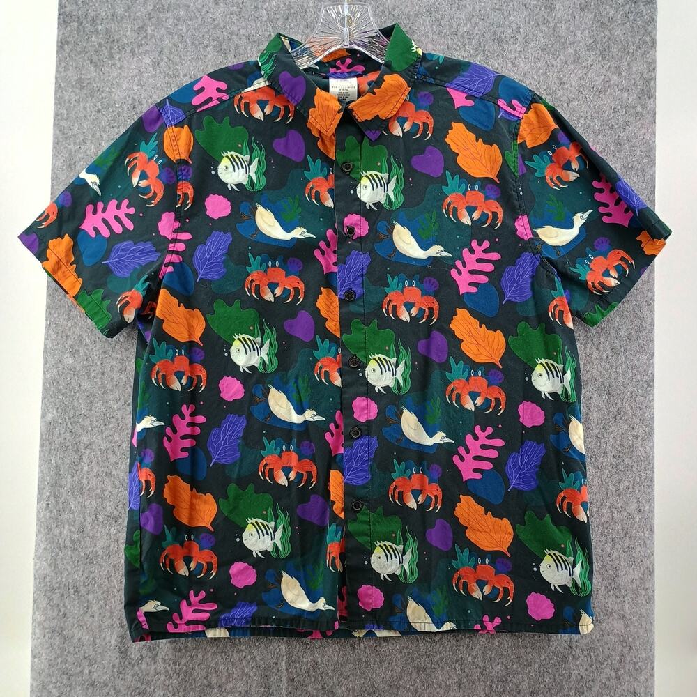 Disney Parks The Little Mermaid Under The Sea Hawaiian Shirt Men M Button Up